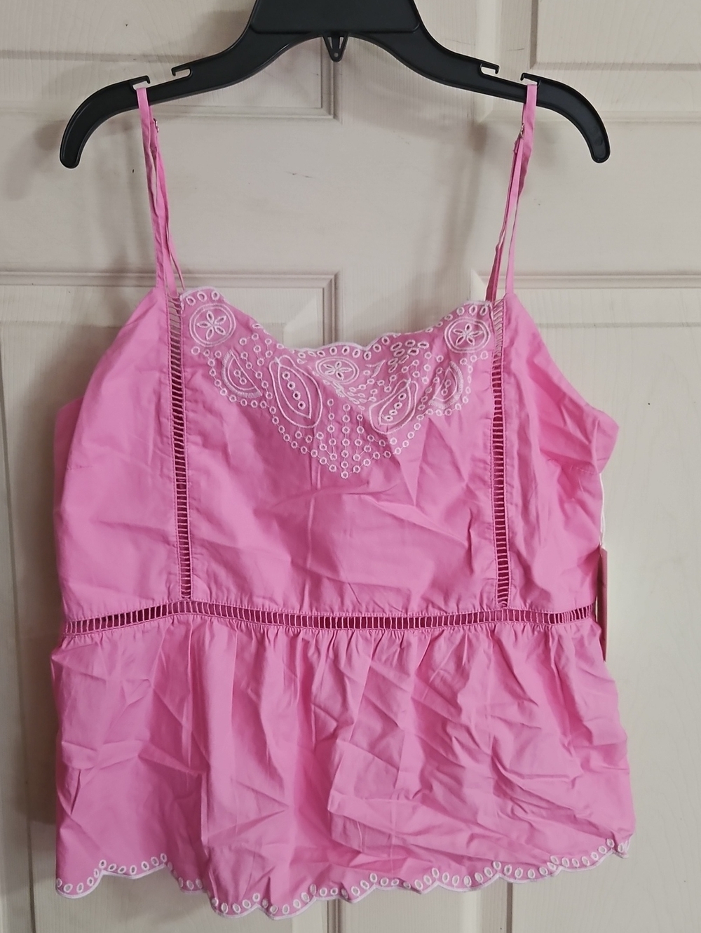 Free Assembly Women's Embroidered Cotton Tank: Pink: New With Tags: L (12-14)